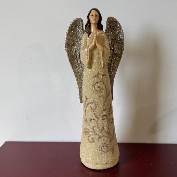 Elegant Praying Faith Angel Figurine with Glittering Wings - Picture 1 of 6